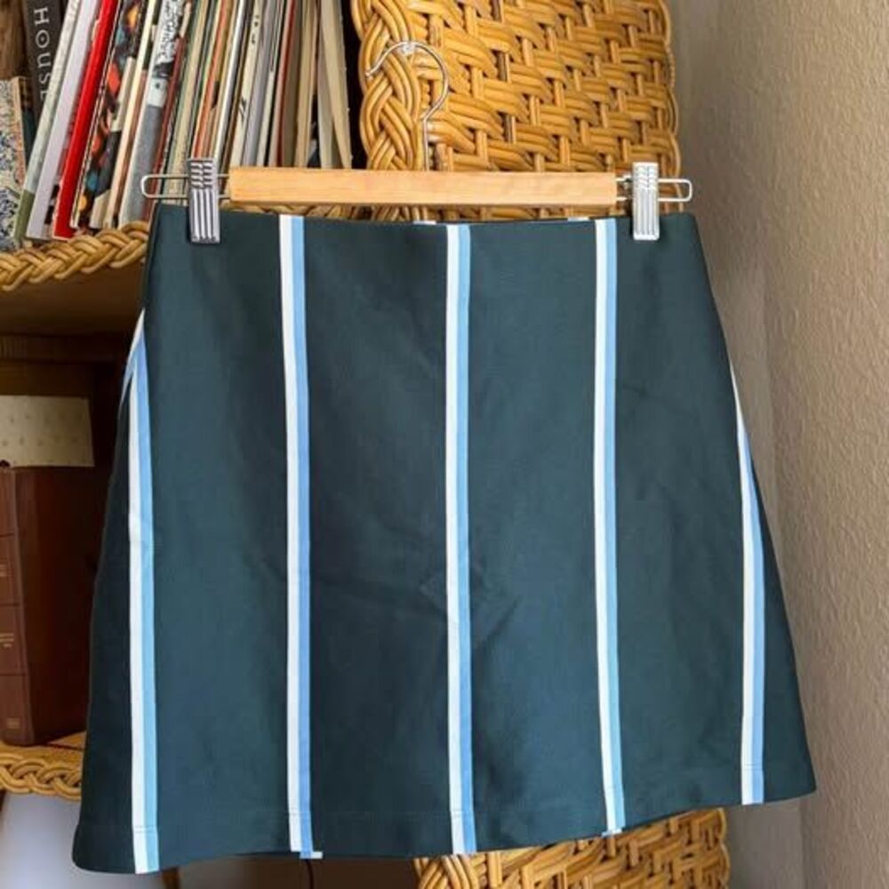 tory burch sport green mini stripe athletic skirt